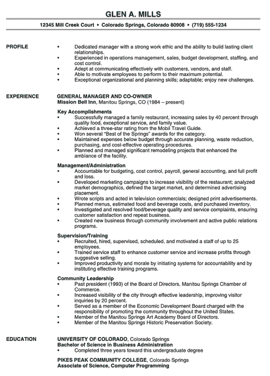 Sample Resume Of Manager Grude Interpretomics Co