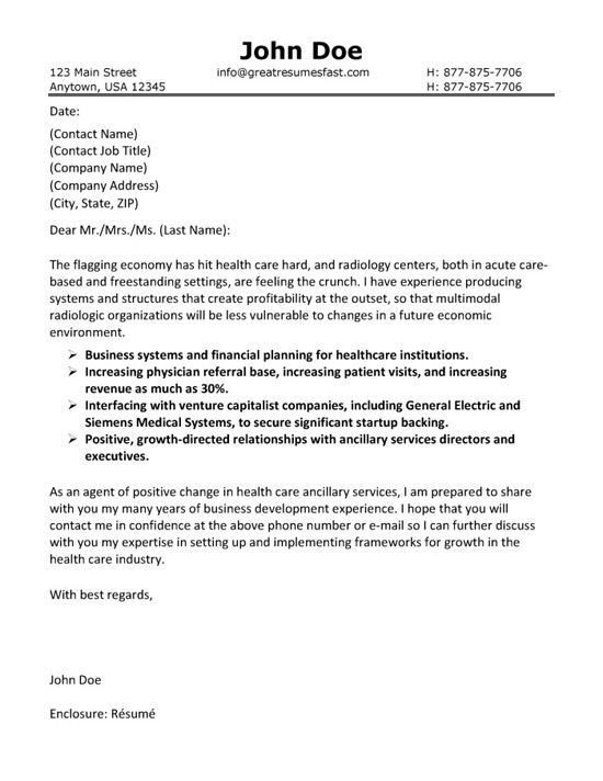 cover letter healthcare administration