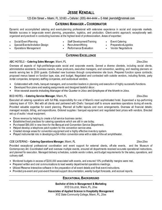 Catering Resume Example