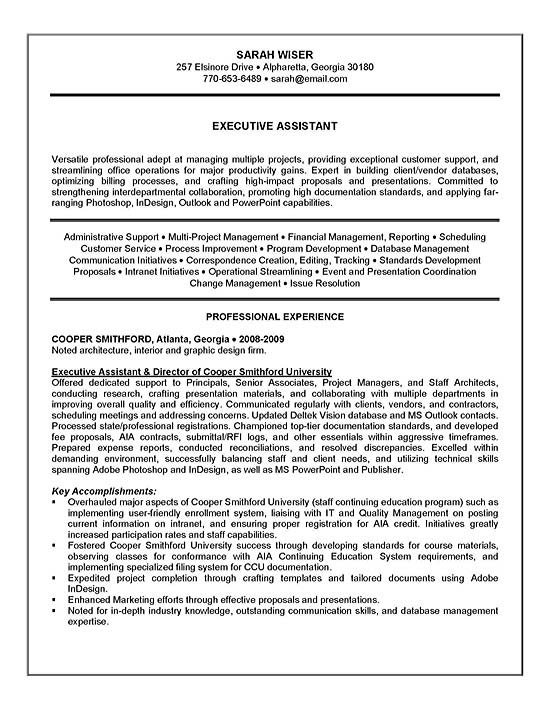 Executive Assistant Resume Example  Sample