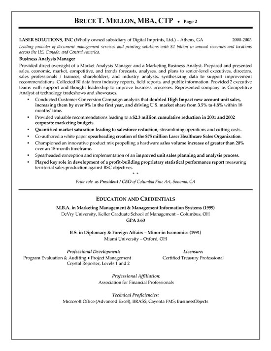 financial manager resume example