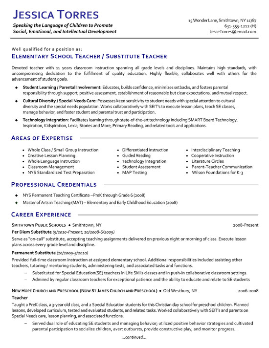 Preschool Teacher Resume Samples Free