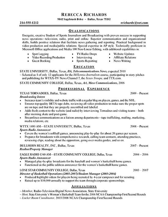 Intern Resume Example