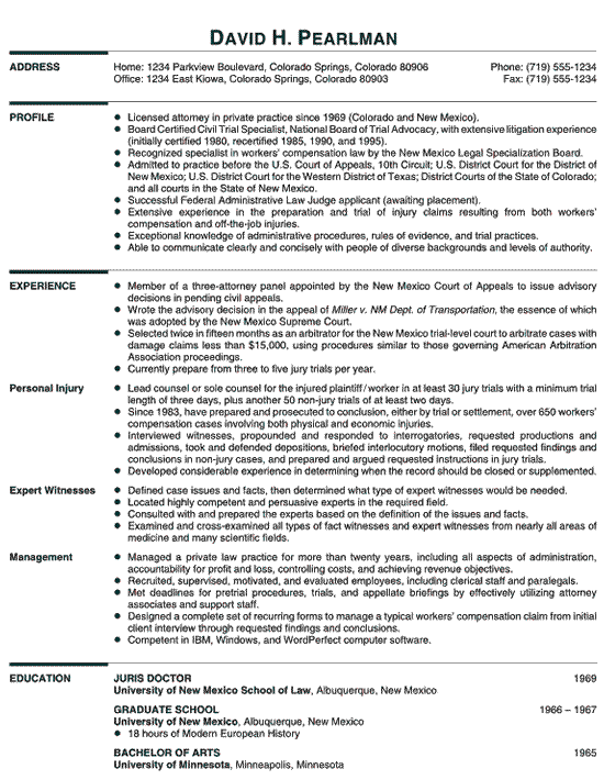 Lawyer Resume Template from resume-resource.com