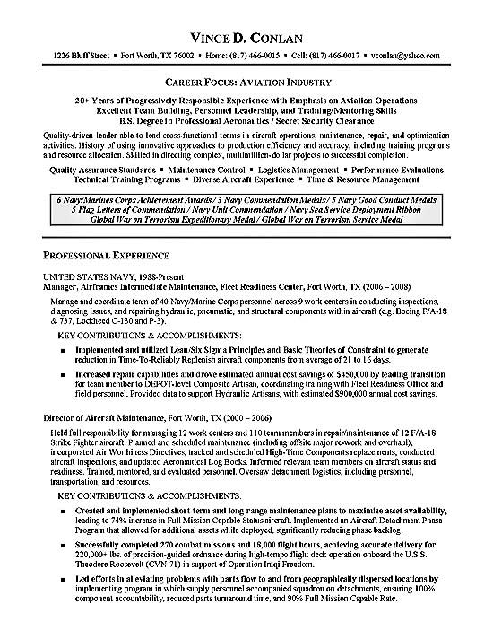 Aviation Resume Example