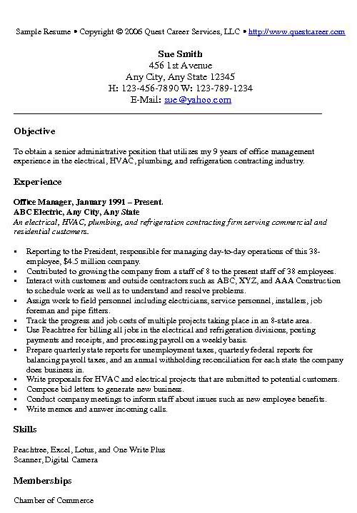 Office Manager Resume Example - Free Professional Document