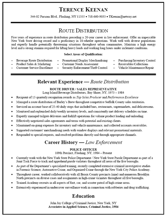 Truck Driver Resume Example