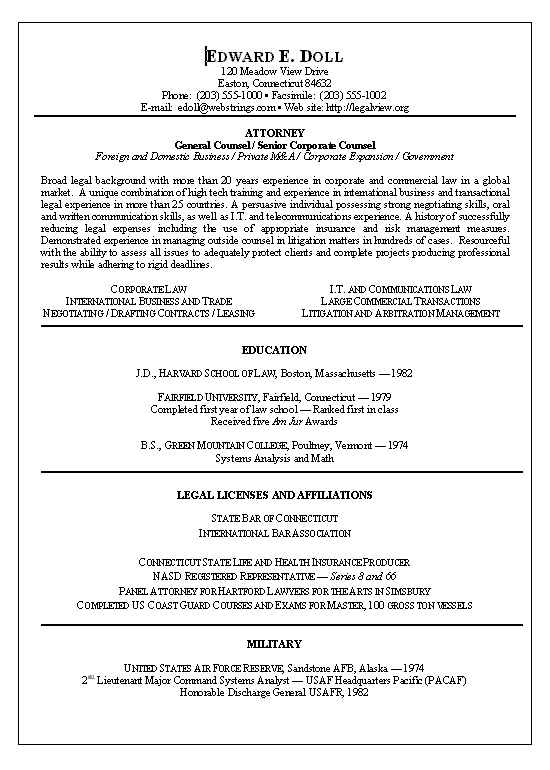 Lawyer Resume Template from resume-resource.com