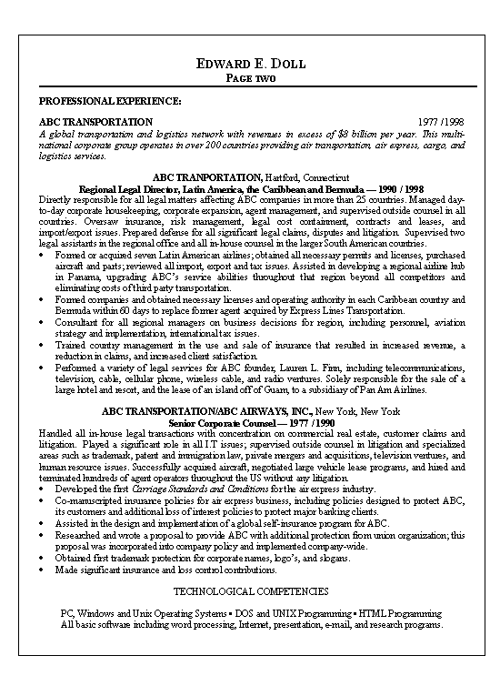 Counsel Lawyer Resume Example 
