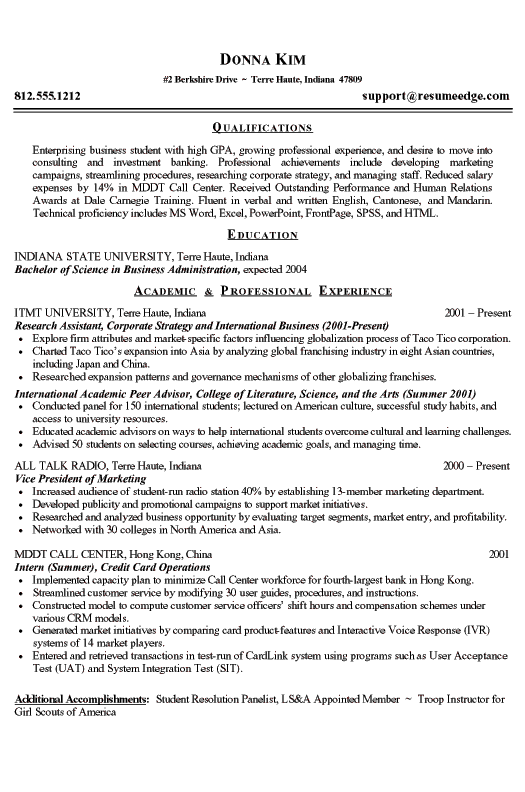 Recent Grad Resume Template from resume-resource.com