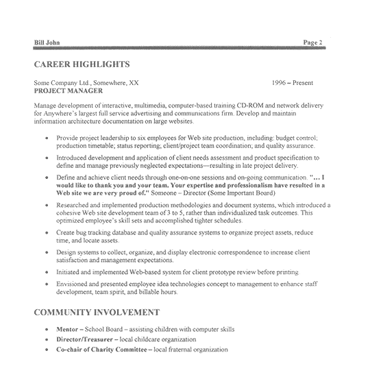 Technical IT Project Manager Resume Example