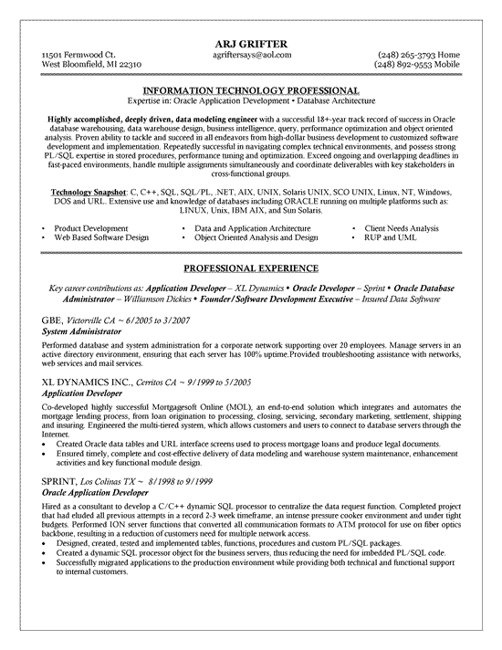 Doc in oracle professional resume