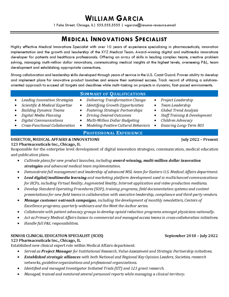 00007 medical director resume example Page 1