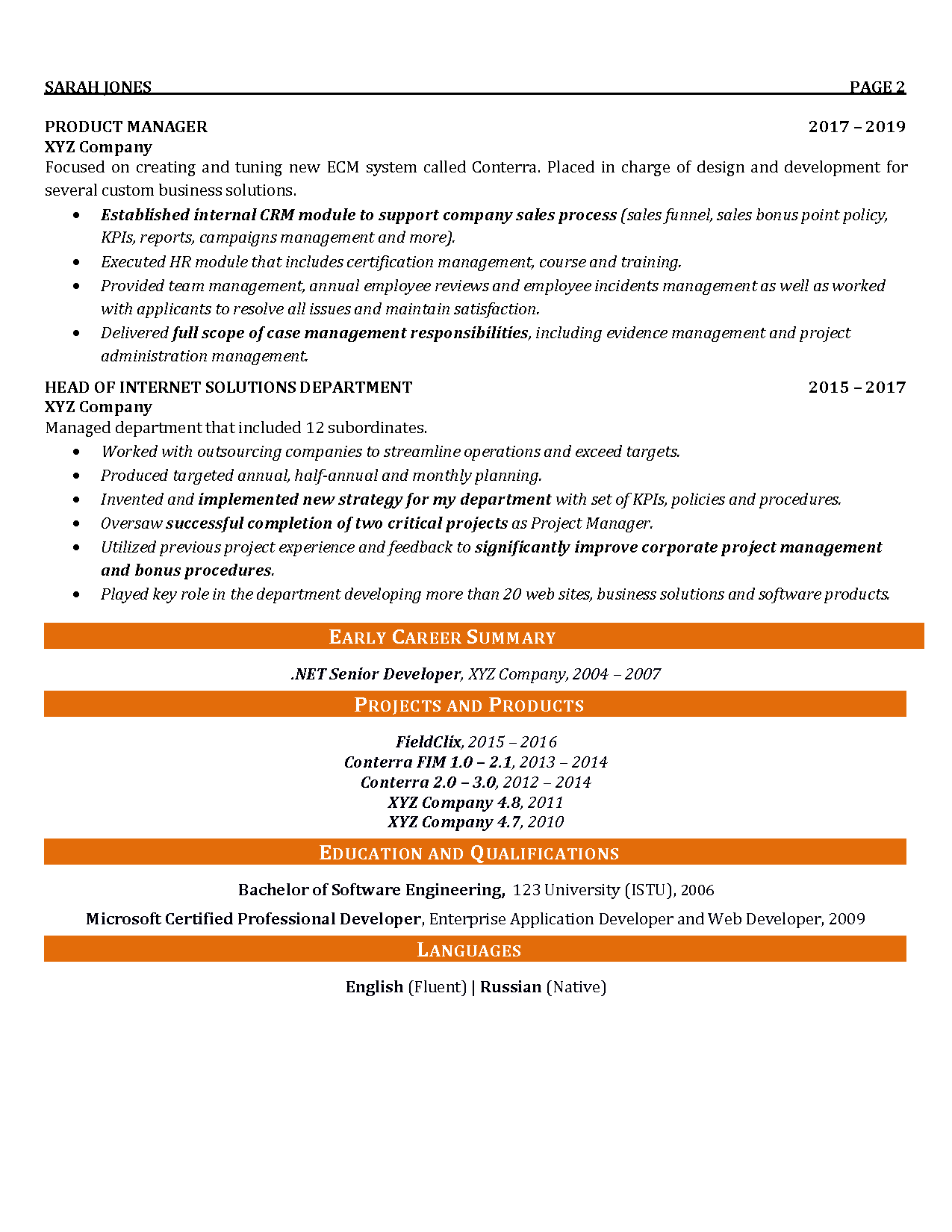 00008 software product manager resume example Page 2