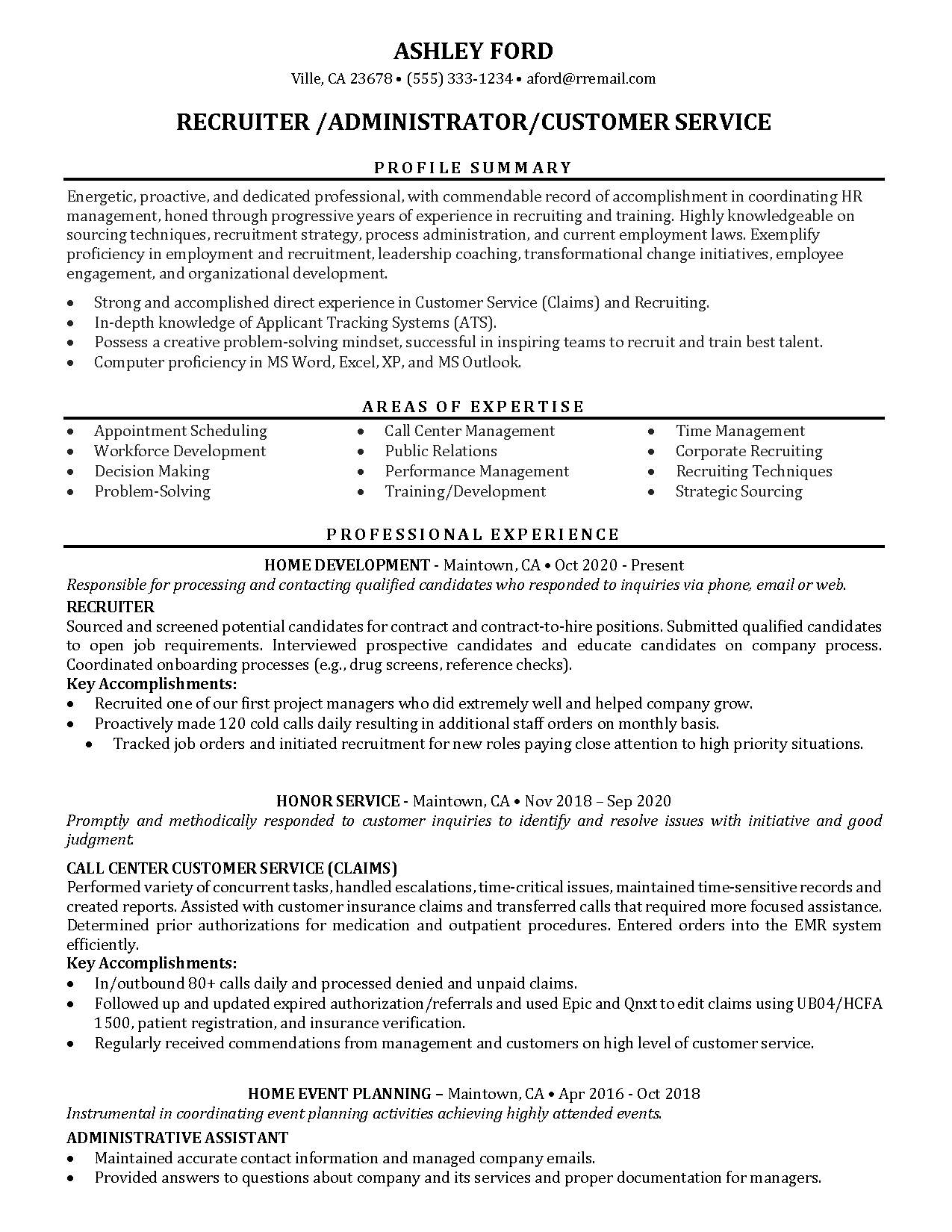 00020 recruiter resume example