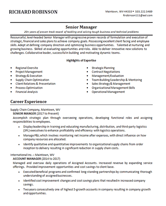 035 resume senior manager