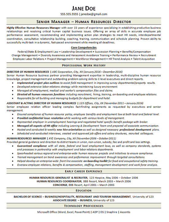 1727 resume human resources manager
