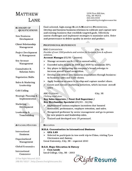 account manager resume example