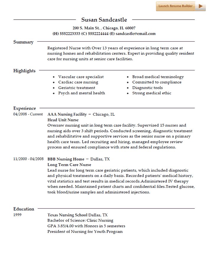 Chicago Resume Template from resume-resource.com