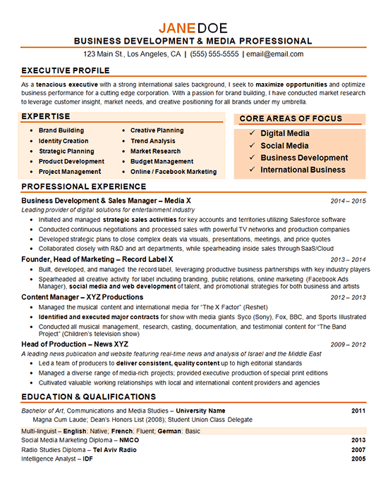 Digital Marketing Resume Example