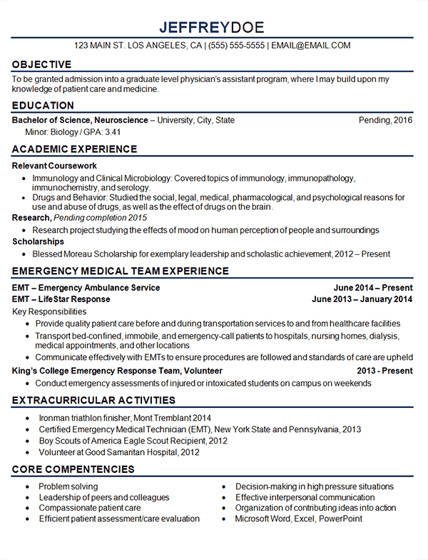 sample student resume objective