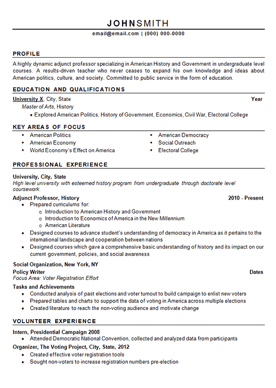 University Professor Resume Examples