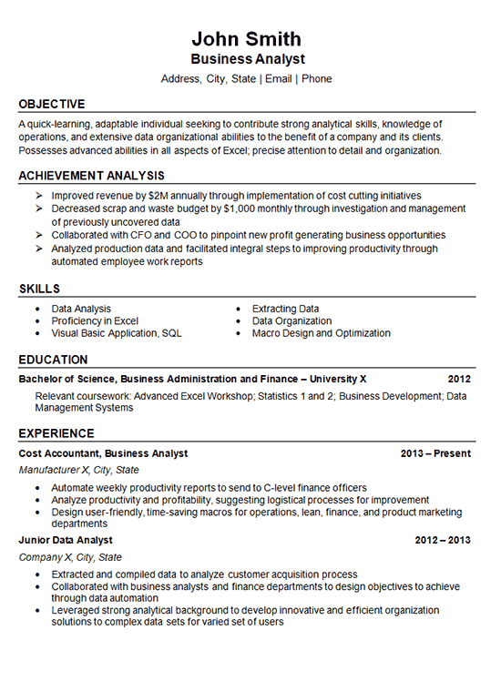 strong analytical skills resume