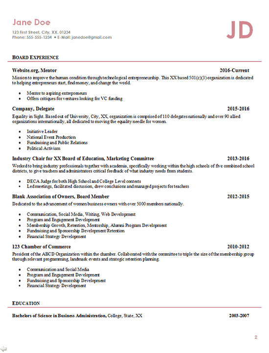 Entrepreneur Resume Example - Owner