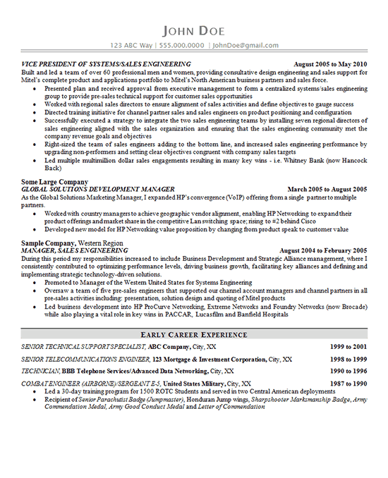 Technology Sales Resume Example VP Of Sales Sales Management   Resume1709 Technology Sales2 