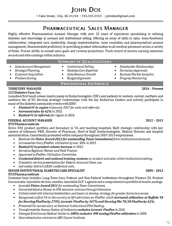 Pharmaceutical Industry Resume