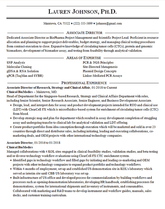 Clinical Director Resume Example