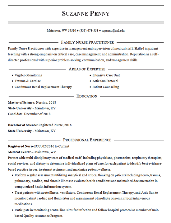 Family Practitioner Resume Example