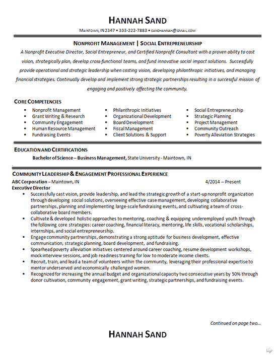 Nonprofit Resume Template