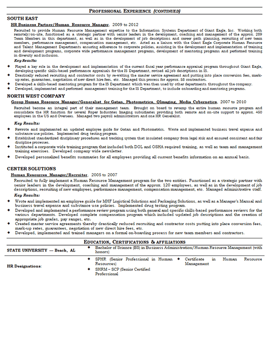 HR Director Resume Example