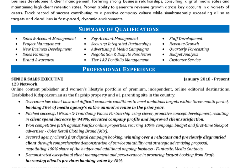 00006 sales executive resume example Page 1
