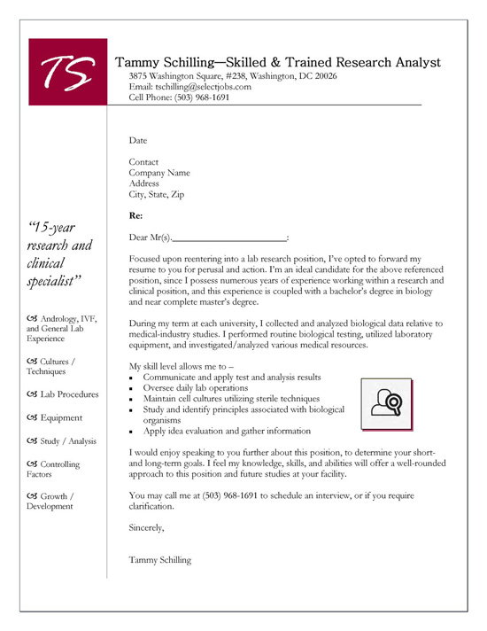 Research Cover Letter Example