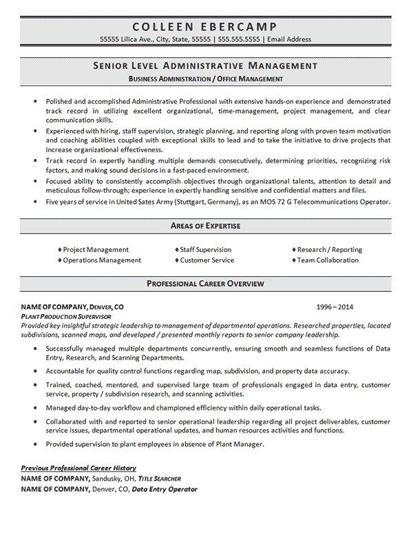 resume business administration
