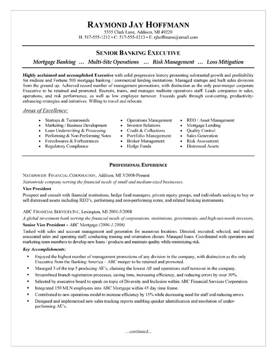 Mortgage Banker Resume Example