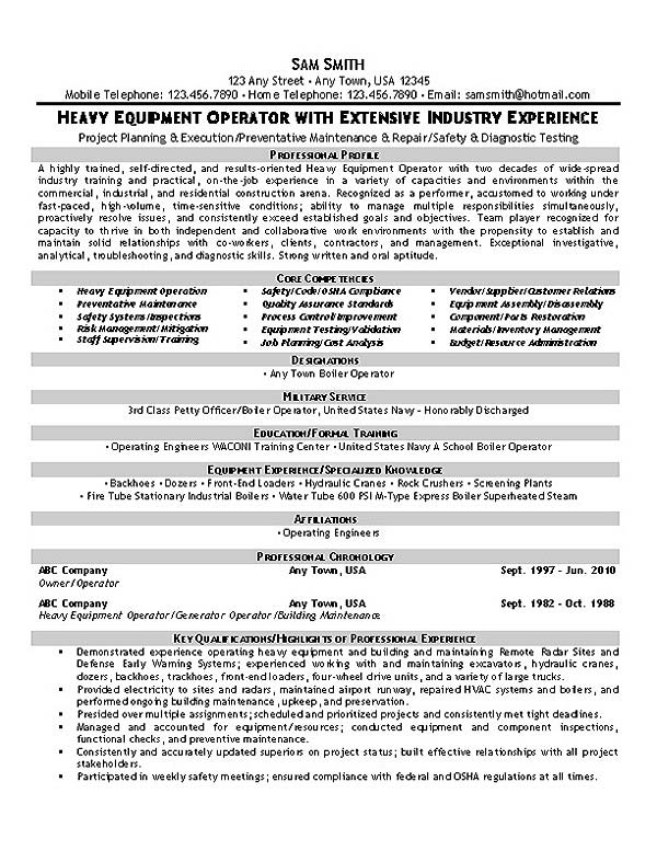 Equipment Operator Resume Example   Resume Example Equipment Operator1 