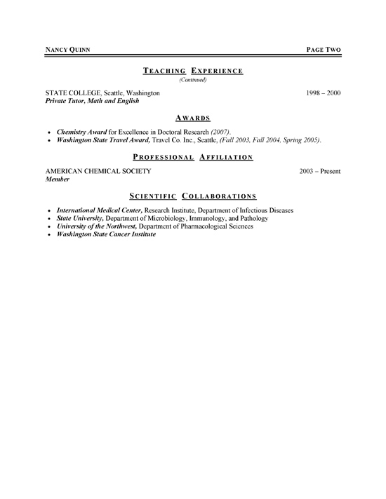 Doctor Ph.D. Graduate Resume Example