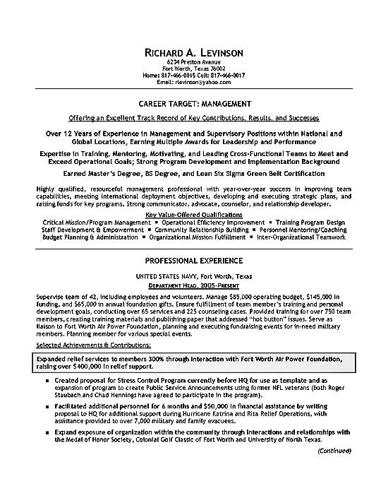 Department Manager Resume Example 