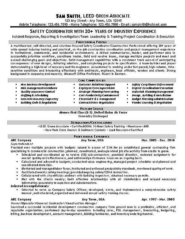 resume example safety1