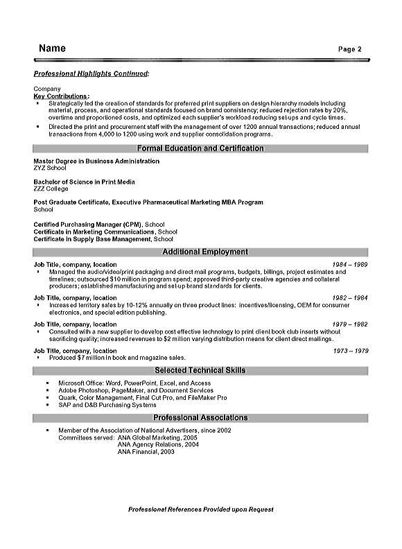 Project Management Executive Resume Sample