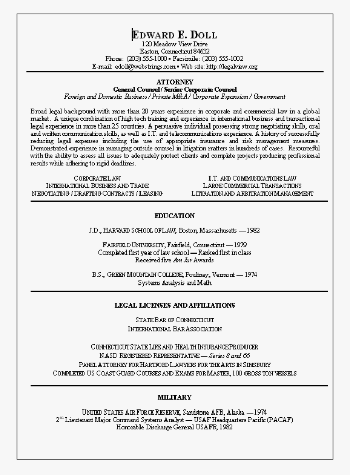 resume sample lawyer legal1a