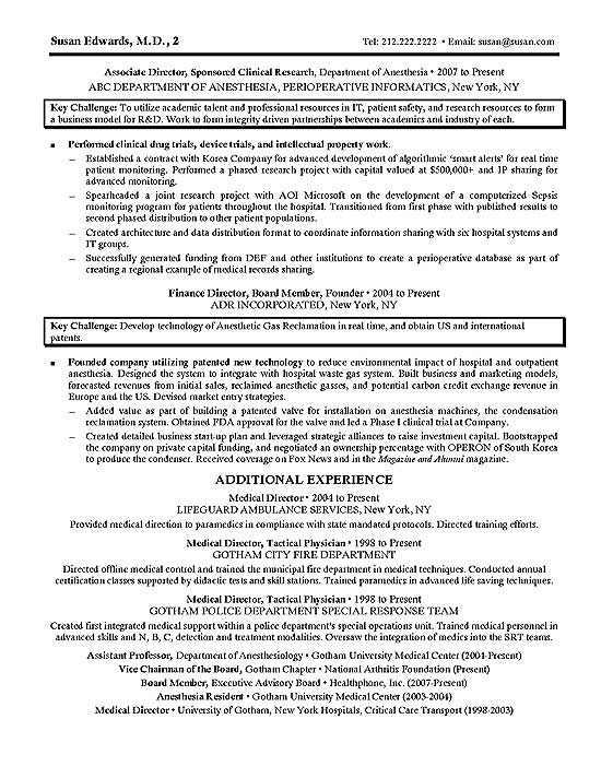 Clinical Product Research Resume Example