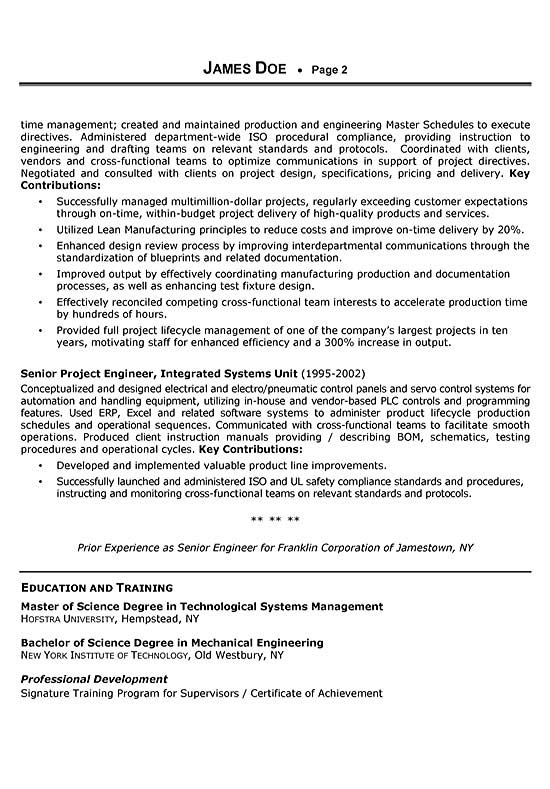 Sales Engineer Project Manager Resume Example