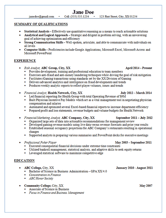 resume1703 risk analyst