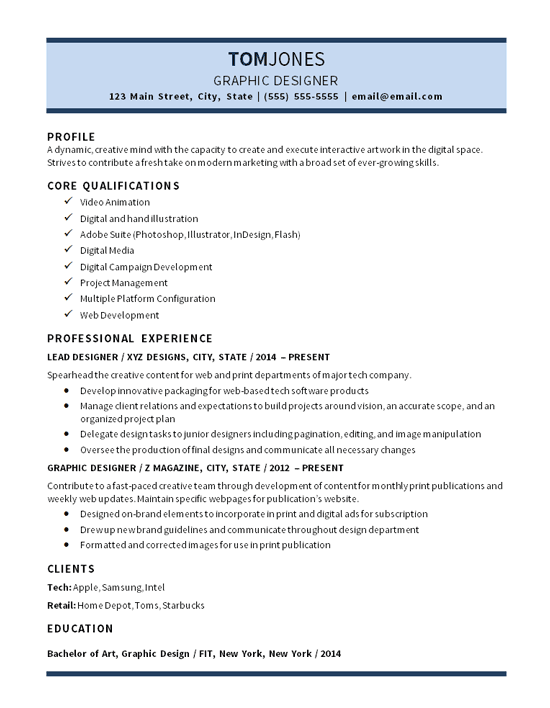 Lead Graphic Designer Resume Example - Digital Media, Video