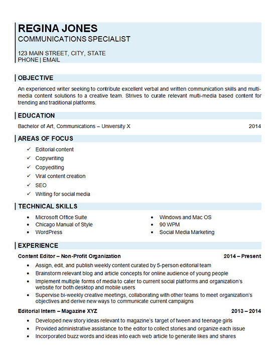 resume33 communications specialist