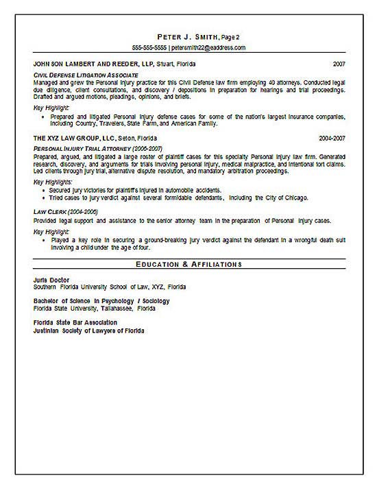 Court Trial Attorney Resume Example